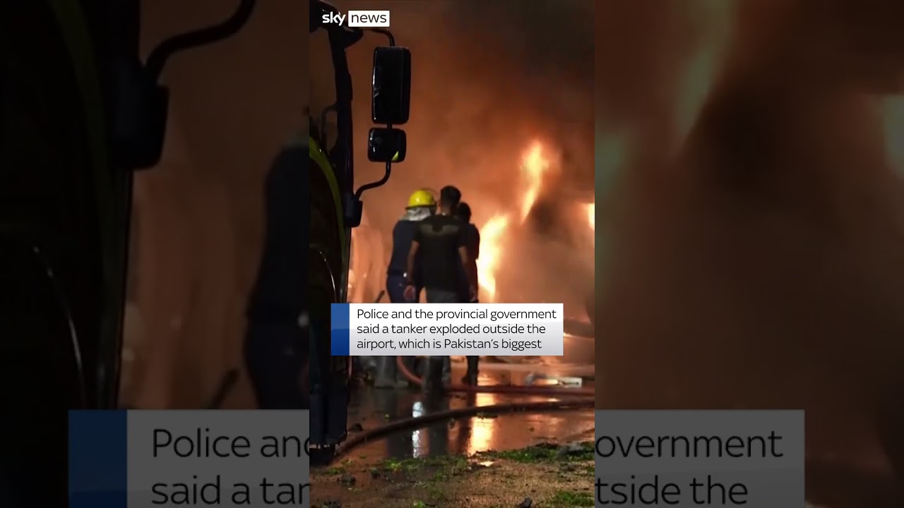 Cars on fire after massive blast outside Pakistan airport