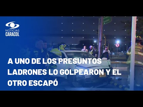 Delincuentes se robaron un carro y terminaron estrellados contra un semáforo