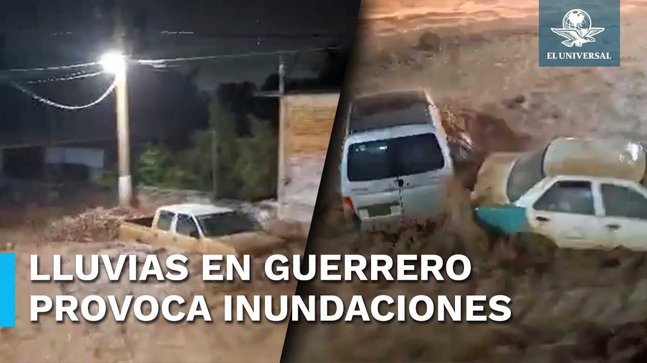 Fuertes lluvias en Tlapa, Guerrero, arrasan con autos; dos personas quedan atrapadas