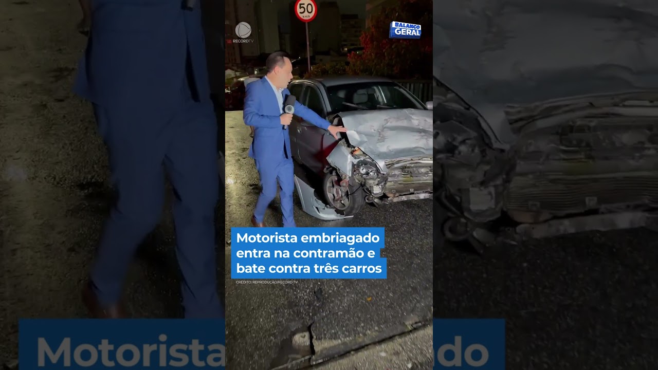 Motorista embriagado entra na contramão e bate contra três carros #Shorts