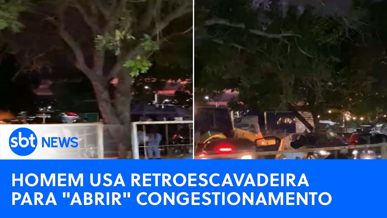 Vídeo: Homem em retroescavadeira arrasta carros e motos após festa no interior do Ceará