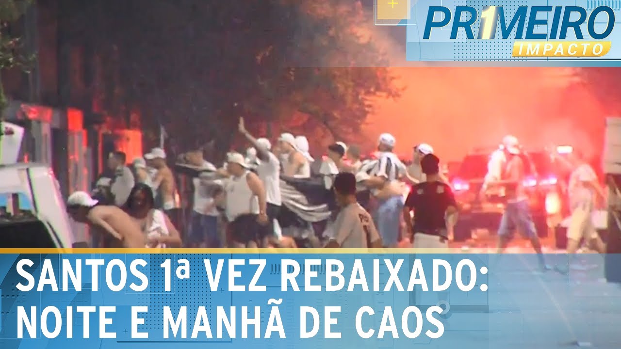 Santos rebaixado: torcedores vandalizam carros e ônibus após queda | Primeiro Impacto (07/12/23)