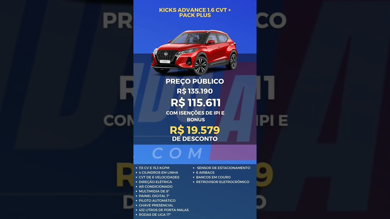 NISSAN KICKS COM 21 DE DESCONTO PARA PCD #carros #pcd #auto