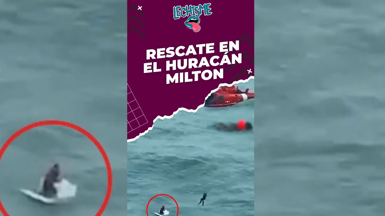 Dramática rescate de hombre aferrado a hielera tras paso del huracán Milton