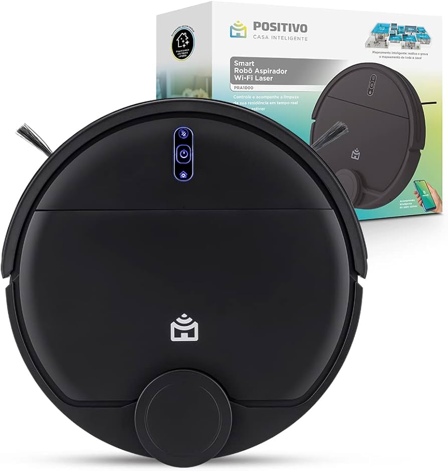 Robô Aspirador Wi-Fi Laser PRA1000 Positivo: Limpeza Automática com Precisão para Veículos